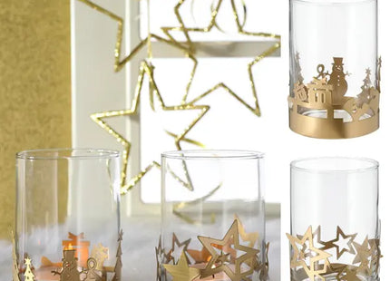 Weihnachtliche Windlichter, 2er-Set, Höhe ca. 12cm - Stimmungsvolle Beleuchtung TK Gruppe® Grosshandel 