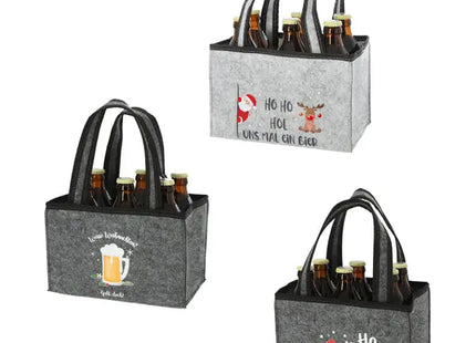 Weihnachtlicher Filz-Flaschenträger, 3er-Set, Festliche Getränkehalter TK Gruppe® Grosshandel 