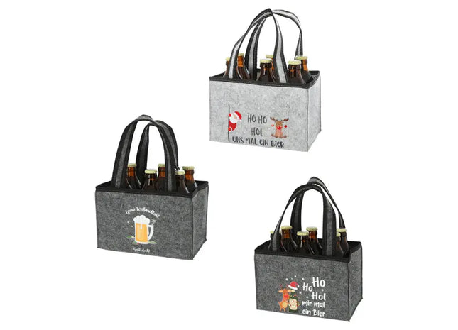 Weihnachtlicher Filz-Flaschenträger, 3er-Set, Festliche Getränkehalter TK Gruppe® Grosshandel 