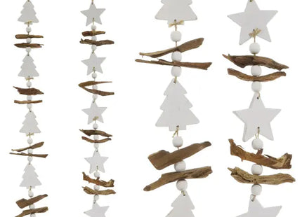 Weihnachtlicher Holzhänger in Weiß, 70 cm, Doppelpack TK Gruppe® Grosshandel 