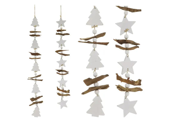 Weihnachtlicher Holzhänger in Weiß, 70 cm, Doppelpack TK Gruppe® Grosshandel 