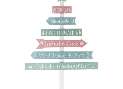 Weihnachtlicher Wegweiser in Pastelltönen, Dekorativ, ca. 76 cm hoch TK Gruppe® Grosshandel 