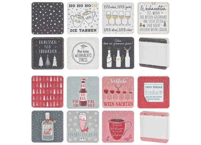 Weihnachtliches Bierdeckel-Memoryspiel, für 2 Spieler, 12er-Set TK Gruppe® Grosshandel 