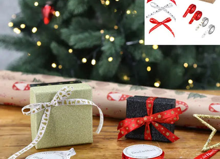 Weihnachtliches Geschenkband-Set, 4 Designs, 1cm x 5m - Perfekt für Festtagsverpackungen TK Gruppe® Grosshandel 