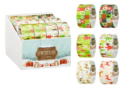 Weihnachtliches Gewebeband, 4,8 cm x 300 cm, 6er Set – Festliche Verpackung TK Gruppe® Grosshandel 
