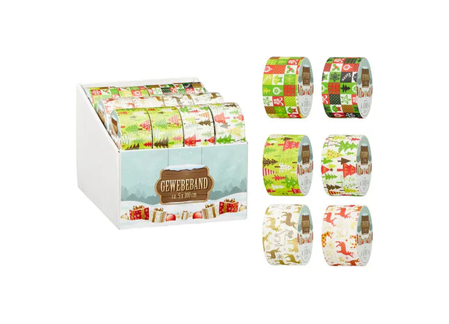 Weihnachtliches Gewebeband, 4,8 cm x 300 cm, 6er Set – Festliche Verpackung TK Gruppe® Grosshandel 