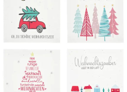 Weihnachtliches Schwammtuch-Set, 4 Stück, 17cm x 14cm, Bedruckt TK Gruppe® Grosshandel 