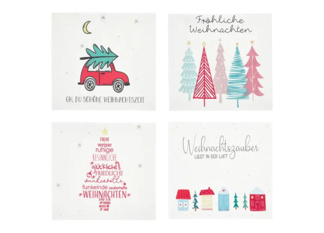 Weihnachtliches Schwammtuch-Set, 4 Stück, 17cm x 14cm, Bedruckt TK Gruppe® Grosshandel 