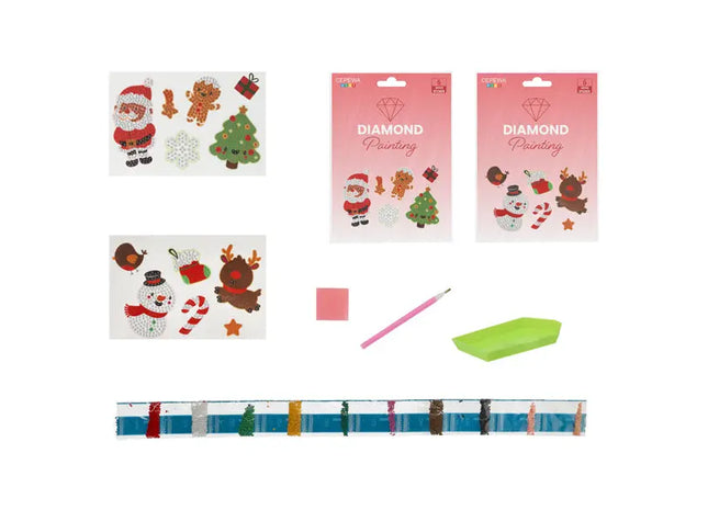 Weihnachts-Diamond Painting Sticker, 6er Set, Beidseitig - Glitzernde Festtagsdeko! TK Gruppe® Grosshandel 