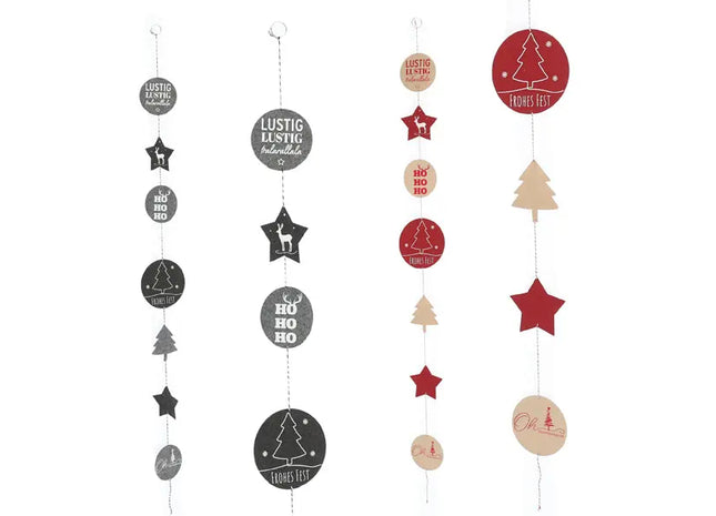 Weihnachts-Filzgirlande ca. 145cm lang, 2er Set - Festliche Dekoration, Saisonale Girlande TK Gruppe® Grosshandel 