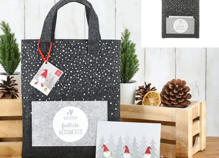 Weihnachts-Filztasche mit Grußkarte - 22x26cm, Festliche und Wiederverwendbare Geschenkverpackung TK Gruppe® Grosshandel 