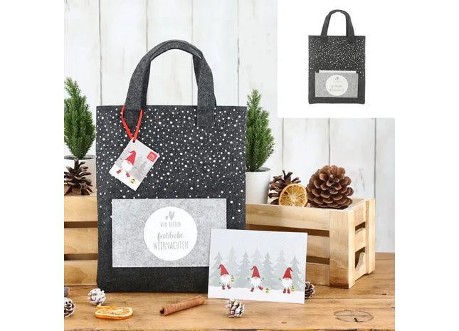 Weihnachts-Filztasche mit Grußkarte - 22x26cm, Festliche und Wiederverwendbare Geschenkverpackung TK Gruppe® Grosshandel 