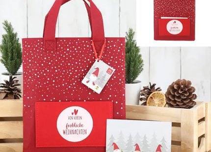 Weihnachts-Filztasche mit Grußkarte - 22x26cm, Wiederverwendbare Geschenkverpackung TK Gruppe® Grosshandel 