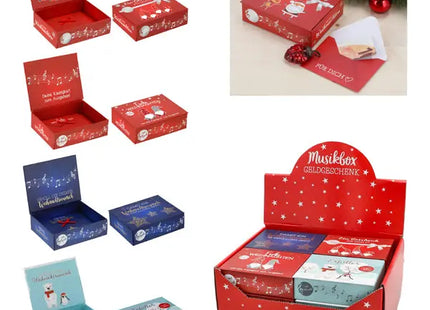 Weihnachts Geldgeschenk Musikbox – Festliche Geldverpackung, 4er Set, ca. 11x9cm, Einzigartiges Geschenk TK Gruppe® Grosshandel 