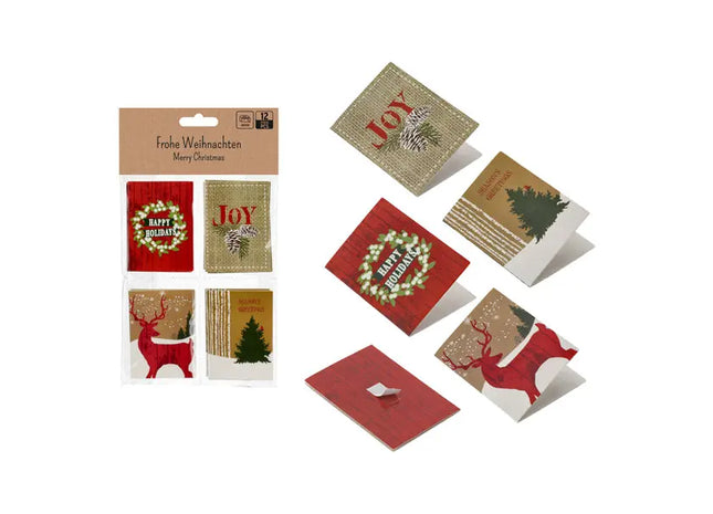 Weihnachts-Klebeetiketten Set 12 Stück, ca. 5x7cm TK Gruppe® Grosshandel 