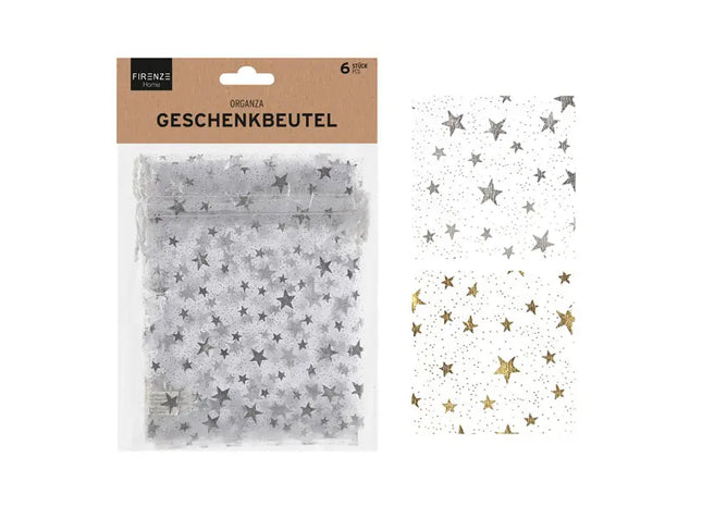 Weihnachts Organza Geschenksäckchen, 6er Set, 18x13 cm – Sortiert TK Gruppe® Grosshandel 