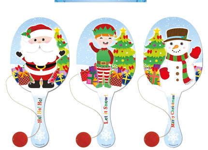Weihnachts-Paddelschläger- und Ball-Set aus Holz, 22 cm – 3 verschiedene Designs TK Gruppe® Grosshandel 