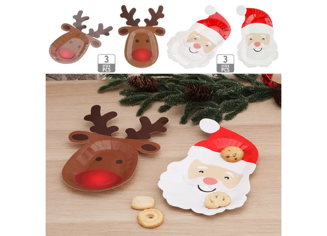 Weihnachts-Papierteller, Festtagsdesign, 3er-Pack, 2er-Sets, 18x28cm TK Gruppe® Grosshandel 