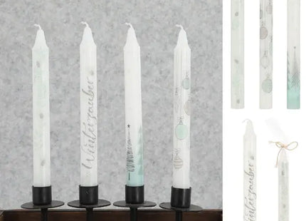 Weihnachts-Stabkerzen, 4er-Set, verschiedene Muster - Festliche Deko TK Gruppe® Grosshandel 