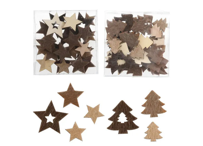 Weihnachts-Streudeko aus Filz und Holz, 27-teilig, 4,5cm - Festliche Tischdeko TK Gruppe® Grosshandel 