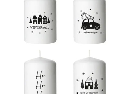 Weihnachts-Stumpenkerze Sortiment 2, 6x8cm, 4er Set - Festliche Beleuchtung TK Gruppe® Grosshandel 