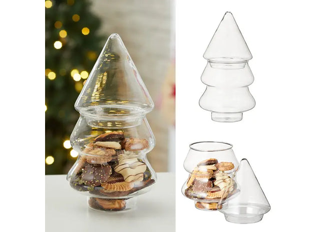 Weihnachtsbaum Deko-Glas, festliches Aufbewahrungsgefäß, 100 Zeichen TK Gruppe® Grosshandel 