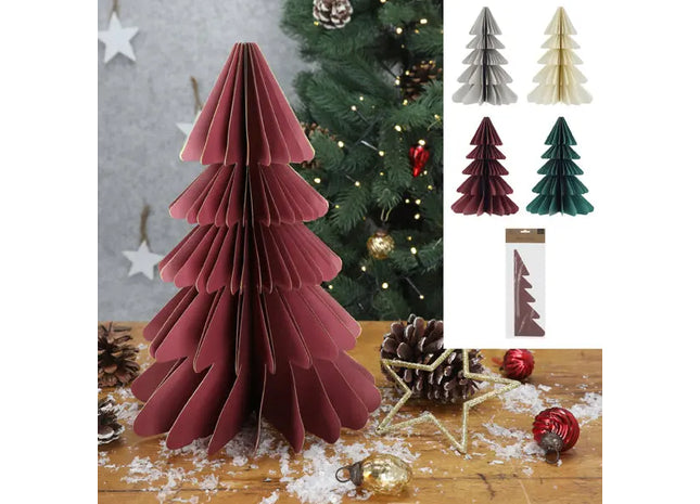 Weihnachtsbaum Honeycomb, Goldrand, 4er-Set, ca. 30cm Höhe - Festliche Dekoration TK Gruppe® Grosshandel 