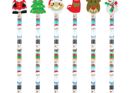 Weihnachtsbleistift-Set mit Radiergummi, 6 verschiedene Designs TK Gruppe® Grosshandel 