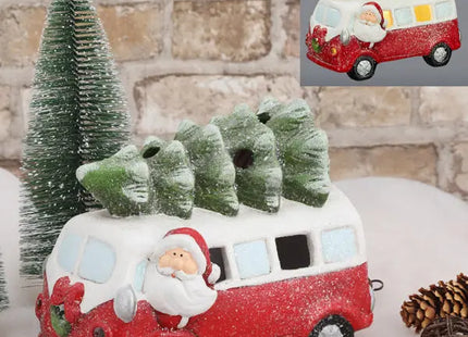 Weihnachtsbus mit LED-Licht und Baum, ca. 21cm - Festliche beleuchtete Deko TK Gruppe® Grosshandel 