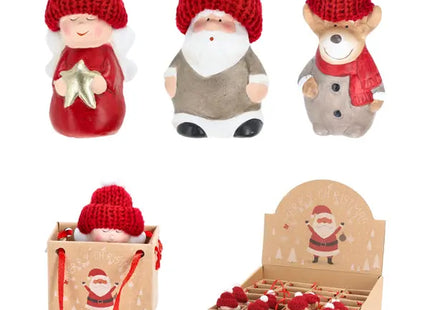 Weihnachtsfiguren in Geschenktüte – Set aus 3, Festliche Deko, ca. 8cm Höhe, Perfektes Weihnachtsgeschenk TK Gruppe® Grosshandel 