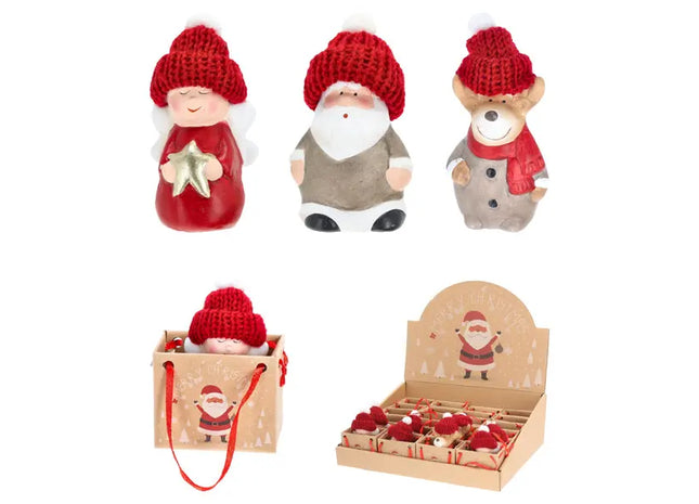 Weihnachtsfiguren in Geschenktüte – Set aus 3, Festliche Deko, ca. 8cm Höhe, Perfektes Weihnachtsgeschenk TK Gruppe® Grosshandel 