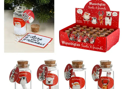 Weihnachtsfreude Glasröhrchen, 4er-Set, Festtagsdeko, 6cm Höhe TK Gruppe® Grosshandel 