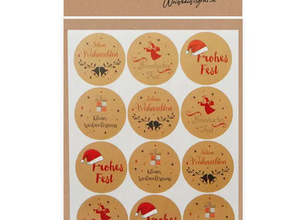 Weihnachtsgrüße Aufkleber-Set, 48 Stück | Festliche Sticker-Kollektion für die Feiertage TK Gruppe® Grosshandel 