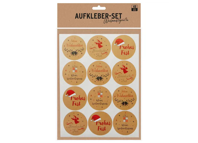 Weihnachtsgrüße Aufkleber-Set, 48 Stück | Festliche Sticker-Kollektion für die Feiertage TK Gruppe® Grosshandel 