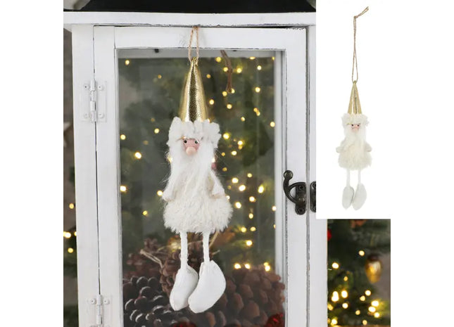 Weihnachtsmann-Anhänger, Weiß-Gold, Länge ca. 20 cm TK Gruppe® Grosshandel 