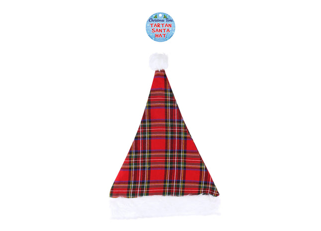 Weihnachtsmannmütze im Tartan-Design, 30 cm x 40 cm, für Erwachsene, festliche Kopfbedeckung TK Gruppe® Grosshandel 