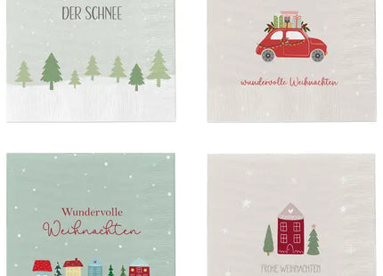 Weihnachtsservietten, 4 Designs, 20er-Pack - Festliche Tischdekoration TK Gruppe® Grosshandel 