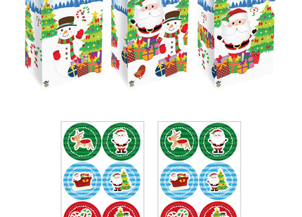 Weihnachtstasche mit 3D-Aufklebern, Sortiment 6 Designs, Geschenktüte 13x25x8 cm TK Gruppe® Grosshandel 