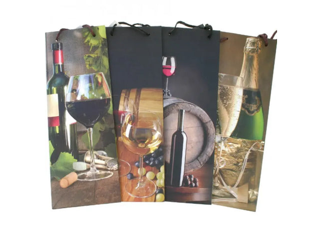 Weinflaschen-Geschenktasche mit Weinmotiv 36x13x9cm - Elegante Präsentationstasche TK Gruppe® Grosshandel 