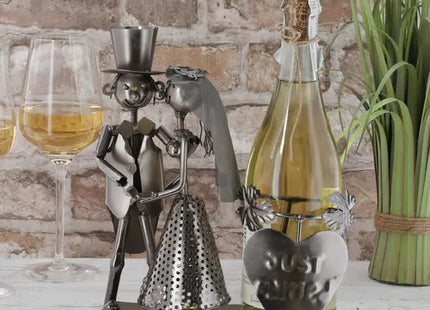 Weinflaschenhalter Brautpaar, 28cm - Romantische Hochzeits-Weinaufbewahrung TK Gruppe® Grosshandel 