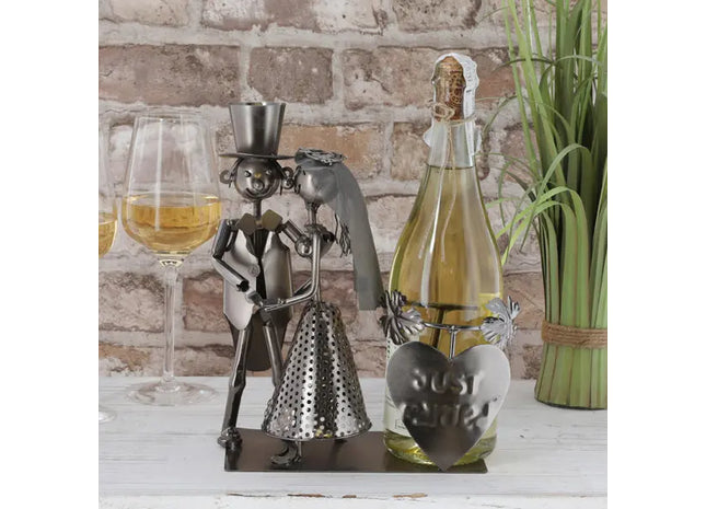 Weinflaschenhalter Brautpaar, 28cm - Romantische Hochzeits-Weinaufbewahrung TK Gruppe® Grosshandel 