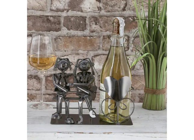 Weinflaschenhalter Liebespaar, ca. 20cm - Charmantes und romantisches Deko-Stück TK Gruppe® Grosshandel 