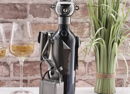 Weinflaschenhalter Tourist, 23cm - Spielerische und dekorative Weinaufbewahrung TK Gruppe® Grosshandel 