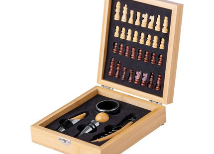 Paluk Schachspiel/Weinset - Natur: Kombination aus klassischem Spiel und edlem Genuss TK Gruppe® Grosshandel 