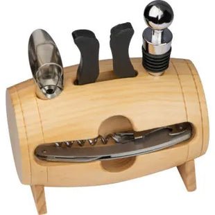 Weinset im Mini-Holzfass - Braun, Charmantes Accessoire für Weinliebhaber TK Gruppe® Grosshandel 