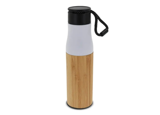 Weiß-Bambus 500ml Isolierflasche mit Trageschlaufe, öko-freundlich TK Gruppe® Grosshandel 