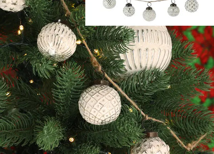 Weiß-Silberne Kugelgirlande – Stilvolles Weihnachtsbaum-Ornament, 50cm TK Gruppe® Grosshandel 