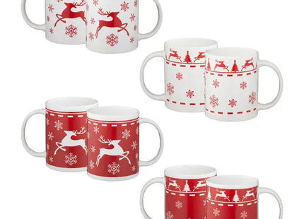 4er-Set Gerade Becher in Rot/Weiß – Elegantes Trinkgeschirr TK Gruppe® Grosshandel 