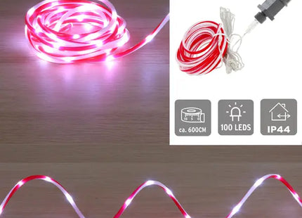 Flexibler, energieeffizienter LED-Lichterschlauch, Rot/Weiß, 100 LEDs, 6m Länge, wasserdicht TK Gruppe® Grosshandel 