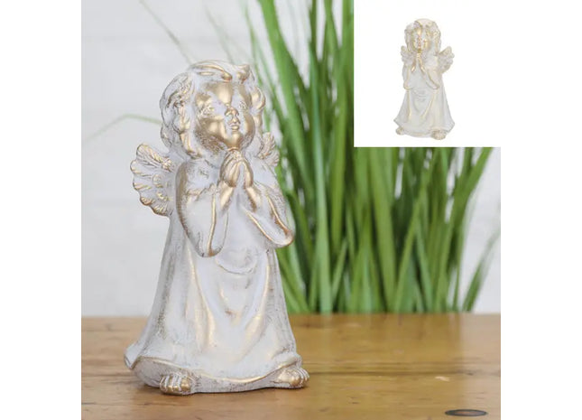 Stehender Engel, Gold/Weiß, 21cm Hoch, Elegante Dekorationsfigur TK Gruppe® Grosshandel 